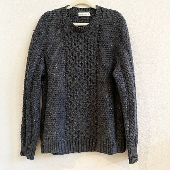 Mutual Weave Sweater Mens Large Dark Gray Heather Cotton Wool Blend‎ - Picture 2 of 10
